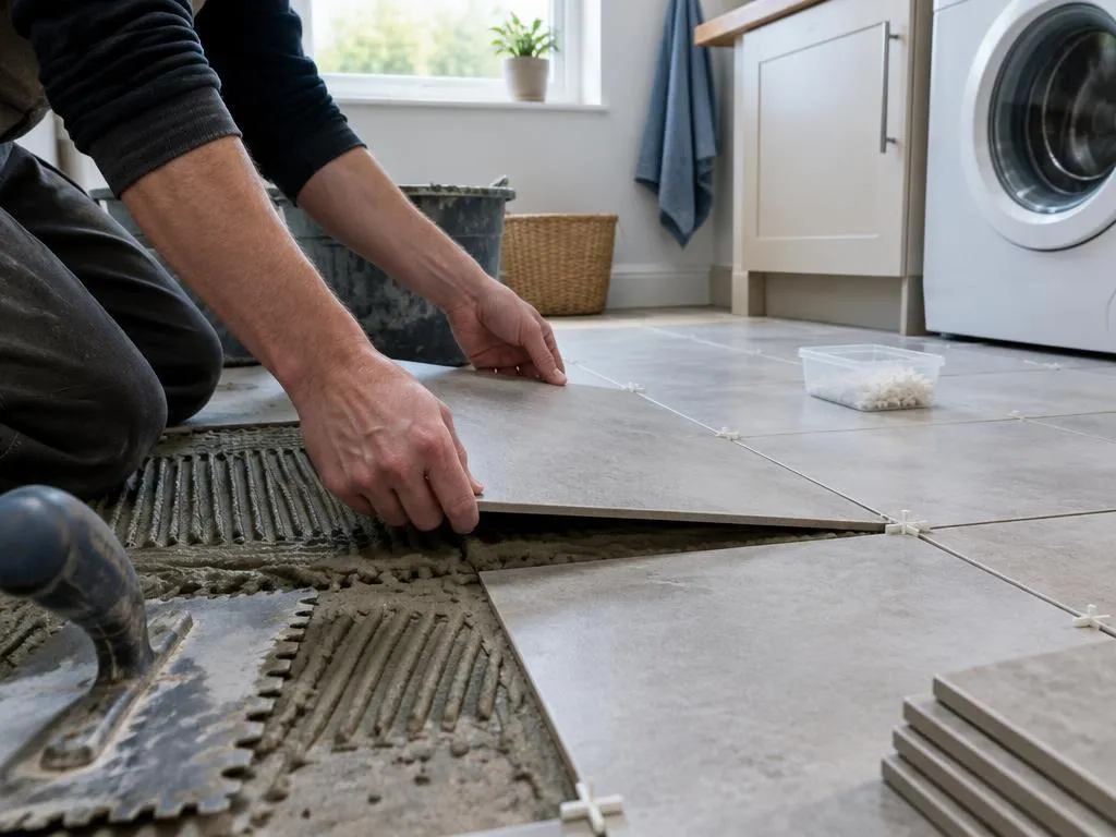 Flooring and tiling in progress